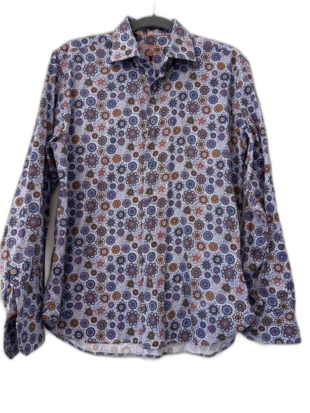 Visconti Black Shirt Mens Medium Multicolor Button Luchiano Turkey Shapes